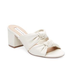 14. SAKS FIFTH AVENUE Dual White Leather Knotted Leather Sandals Size 8.5